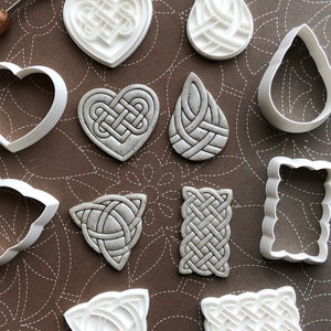Celtic Stamp Set with Matching Cutters – Polymer Clay Tools – 3D Printed – Six Sizes Available