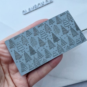 Tapete de textura de árbol de Navidad para arcilla polimérica / Sello de textura de goma de 5 x 10 cm / Patrón detallado grabado a láser