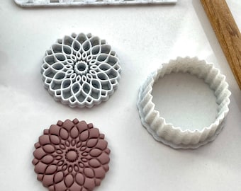 Mandala #8 Stamp with Matching Cutter - Polymer Clay tool