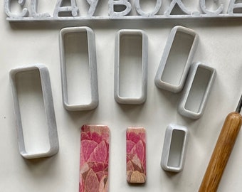 Slim Rectangle Polymer Clay Cutter Set: Tapered Clean Cutters