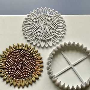Sunflower large stamp and matching cutter - made for use with polymer clay