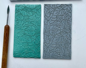 Monstera Texture Mat – 2” x 4” Rubber Texture for Polymer Clay