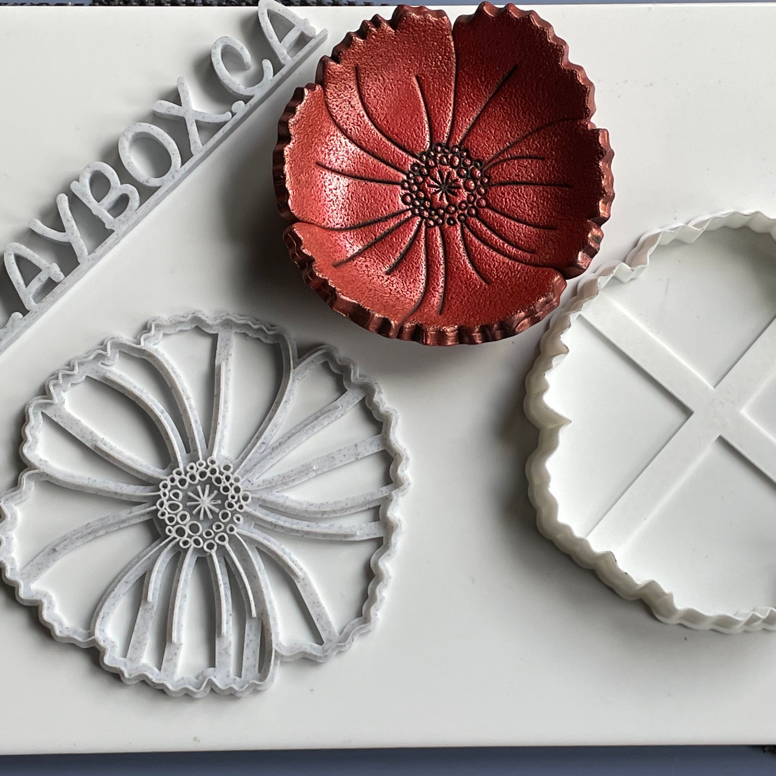 Poppy stamp and matching cutter - made for use with polymer clay
