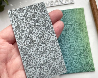 Mandala Texture Mat #2 – Laser Engraved Rubber Stamp for Polymer Clay