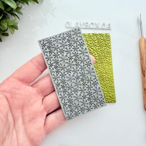 Abstract Floral Texture Mat – 2x4&quot; Rubber Texture Stamp – Polymer Clay Tool – Botanical Pattern Imprint