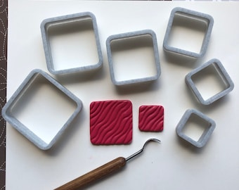 Rounded Corner Square Clay Cutters: 3D Printed Polymer Clay Tool Set