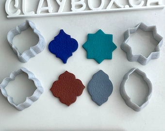 Moroccan Shape Clay Cutters – Set of 4 | Geometric Polymer Clay Cutters | Tile Inspired Shapes | Sharp Edge Cutters