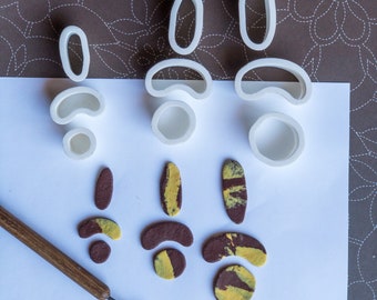 Organic cutter set- made for use with polymer clay