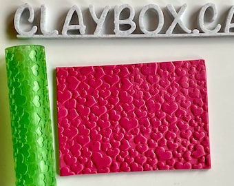 Hearts Texture Roller for Polymer Clay: Deboss Pattern Embossing Tool