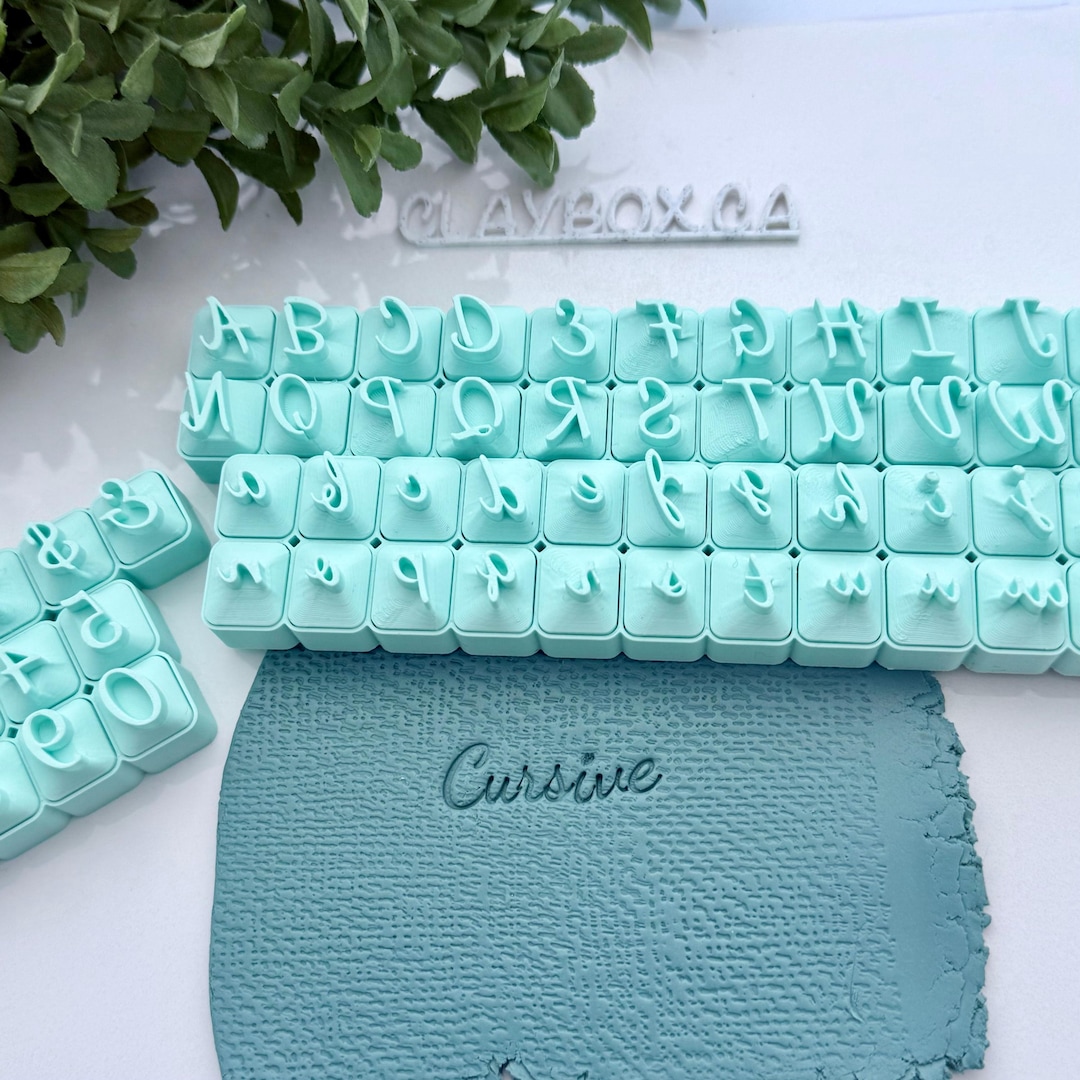 Elegant Script Alphabet Stamp Set for Pottery | Large Cursive Letter ...