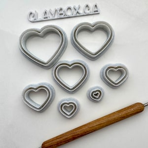 Skinny hearts donut cutter set - made for use with polymer clay