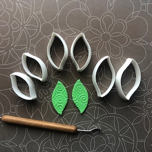 Wavy leaf shape cutter set - made for use with polymer clay