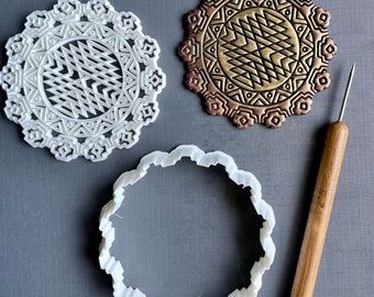 Aztekisk polymerlera stämpelset och utskärningsset: 3D-utskriven design