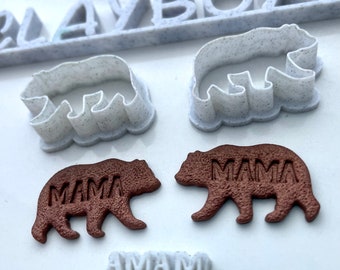 Mama bear cutter pair with MAMA stamp