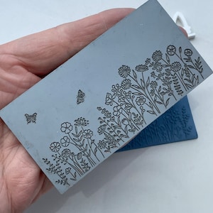 Wildflowers Texture Mat - 2x4” Laser-Engraved Rubber Stamp for Polymer Clay