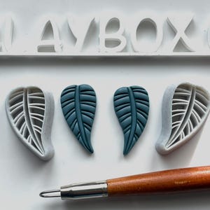 Smalle tropische bladsnijderset | Polymeerklei stempel/snijders links en rechts | 3D-geprinte gereedschappen