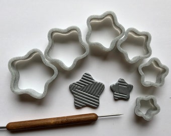 Curvy Star Cutter Set – 3D Printed Polymer Clay Cutters for Jewelry & Crafts