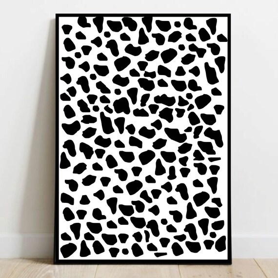 Snow Leopard Print Cute Design Black And White Wallpaper Wall Etsy