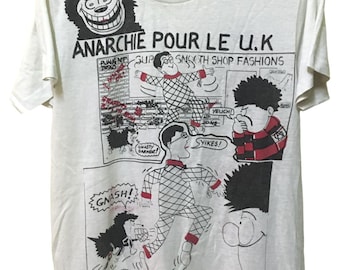 Camiseta vintage de los 80 con la frase "NASTY GARMENT" de Dennis The Menace "Anarchy Pour Le UK Punk Rock"