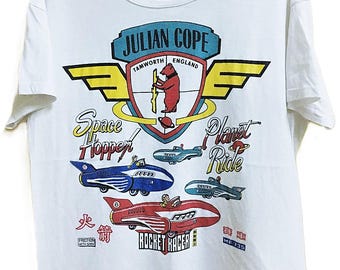 Maglietta promozionale del concerto rock del tour JULIAN COPE degli anni '80 del 1987, indie post punk