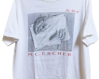 Vintage 90er Jahre MC ESCHER Sketch Art T-Shirt