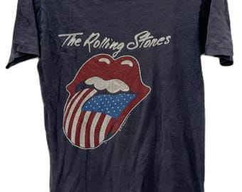 Vtg 1981 Rolling Stones Raglan Jersey Style Concert T-shirt Black