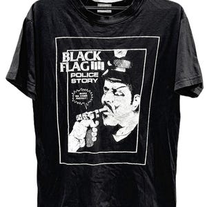 80s BLACK FLAG tシャツ POLICE STORY ヴィンテージ Black Flag Police Story Punk Band Short Sleeve Tee Unisex Shirt
