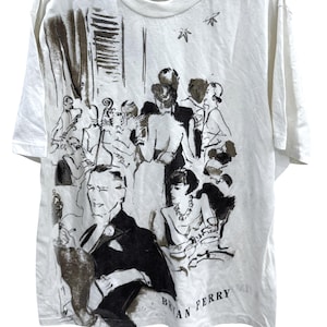 Vintage 90er Jahre 1999 BRYAN FERRY Roxy Music Rock Jazz Tour Tournee Konzert Promo T-Shirt Größe L