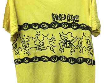 Vintage 80er Jahre KEITH HARING World Heft Pop Art Tshirt Warhol