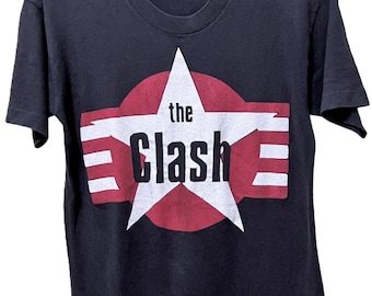 Vintage 80s THE CLASH Punk Rock Tour Concert Promo t shirt