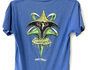 Vintage 80s 1989 Powell Peralta TONY HAWK Claw Skateboards T Shirt