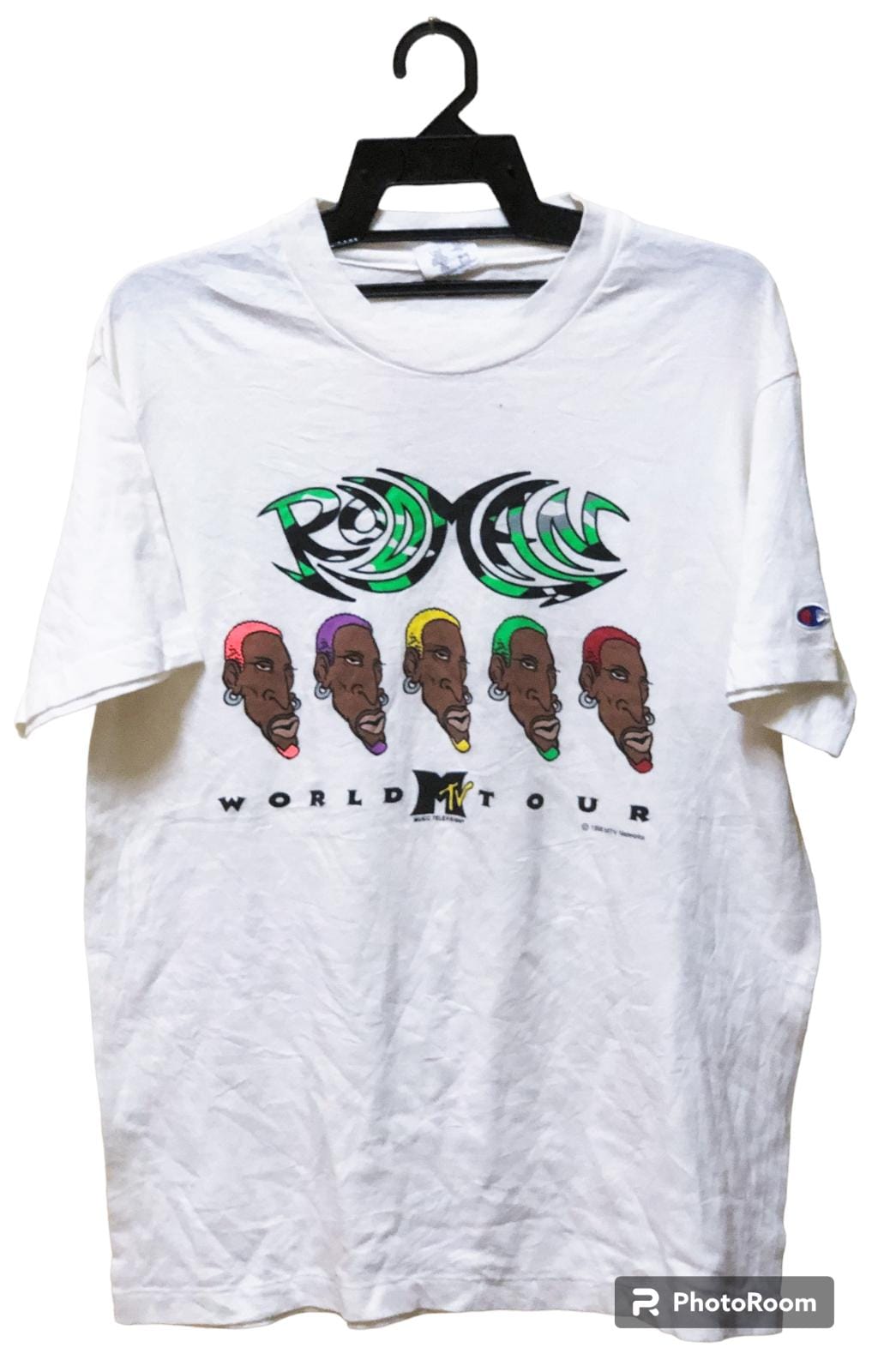 MTV denis rodman1997 world tour デカバッジ　レア Rare Vintage 1996 Dennis Rodman MTV World Tour Double Sided Black