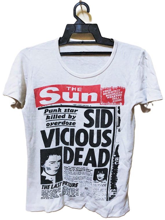 Vintage 70s SID VICIOUS the Sun Headlines Punk Rock Sex Pistols T