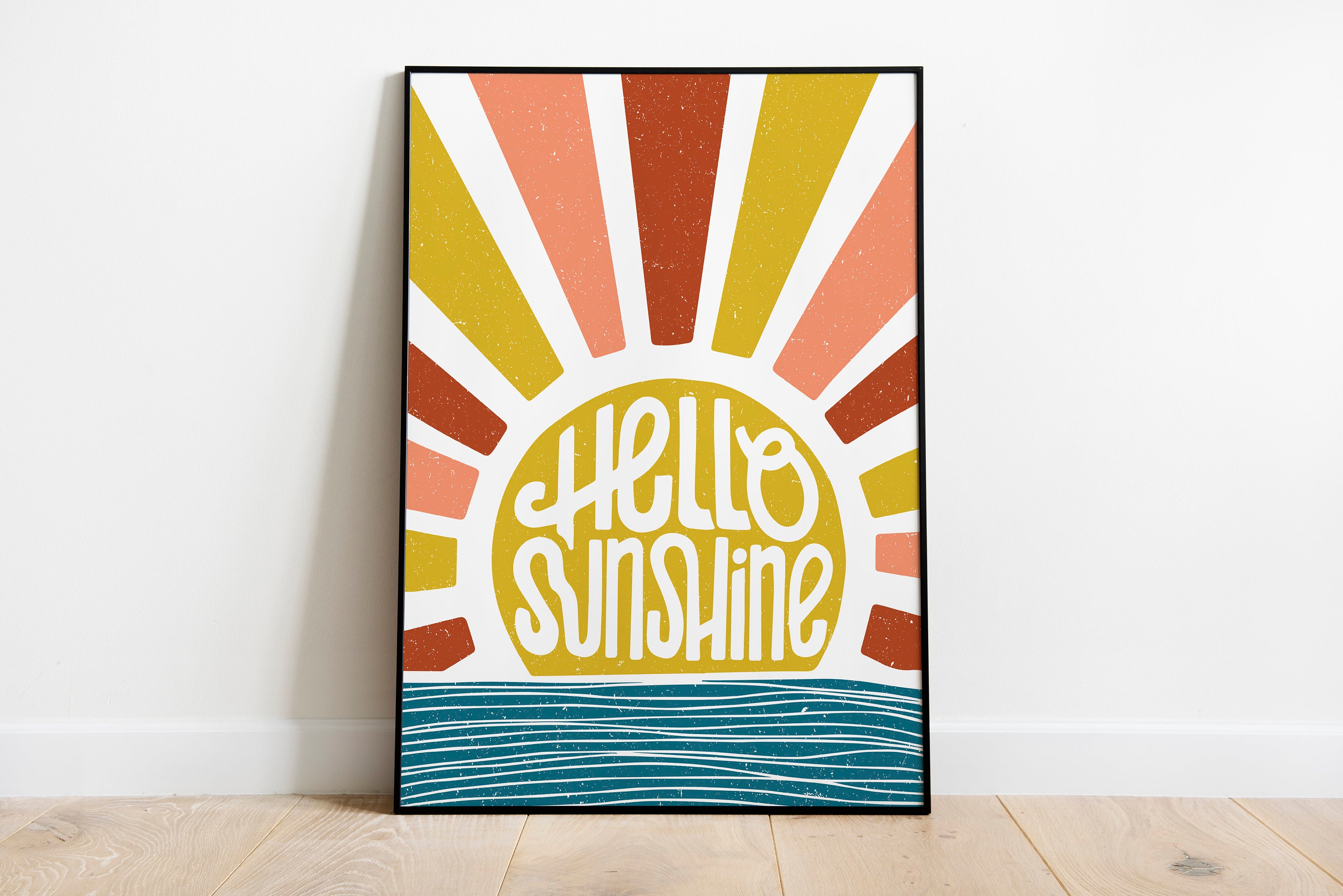 Retro Vintage Style Hello Sunshine 1970's Style Bold Graphic Print