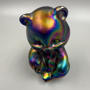 Fenton / Vintage Fenton / Fenton Purple Iridescent Undecorated Bear Figurine / Fenton Carnival Glass Bear / Fenton Art Glass Bear Figurine