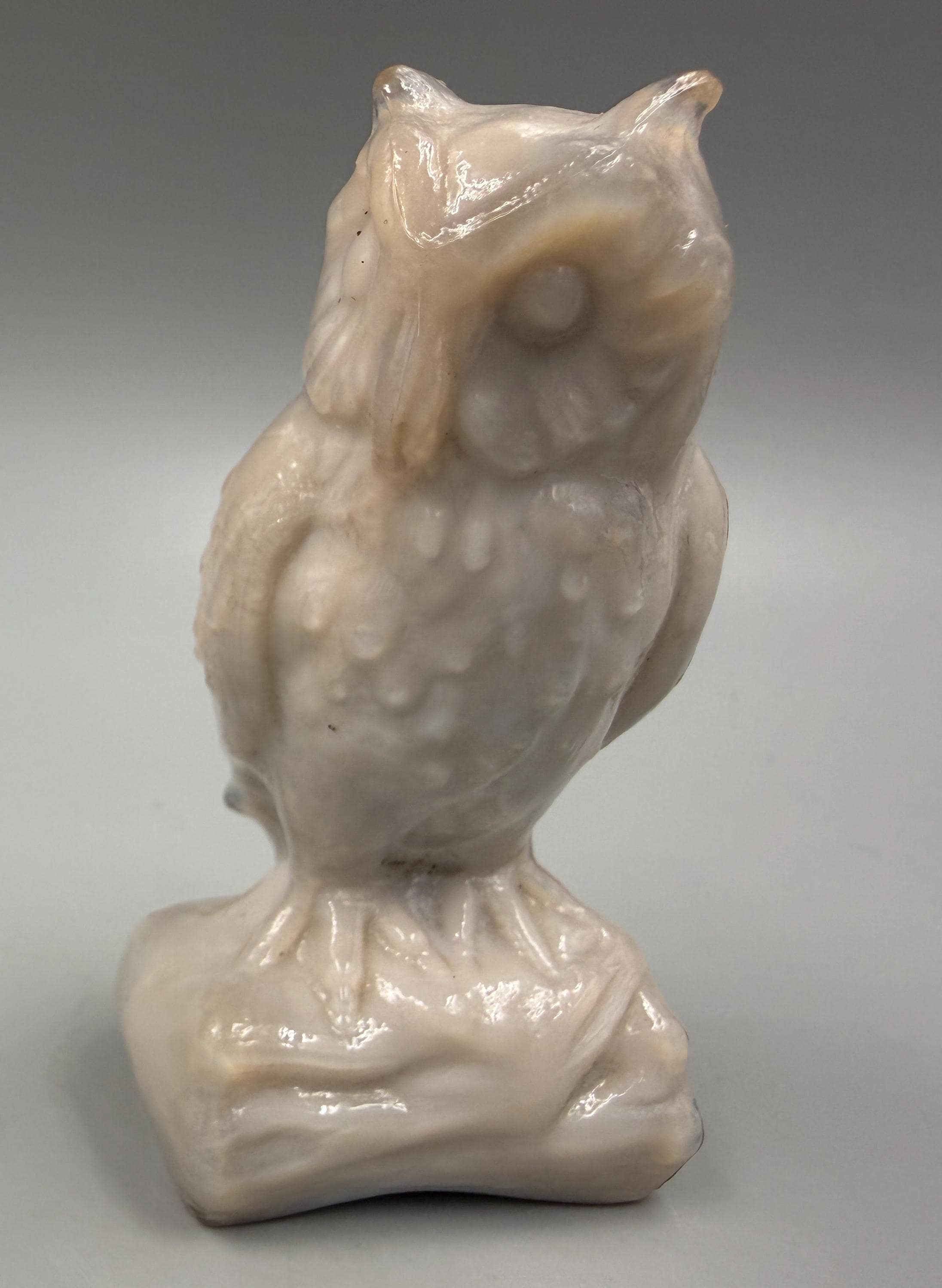 Boyd Glass Dogwood Owl Figurine 1979 Frosted Slag Art Glass Owl Vintage Collectible Figure