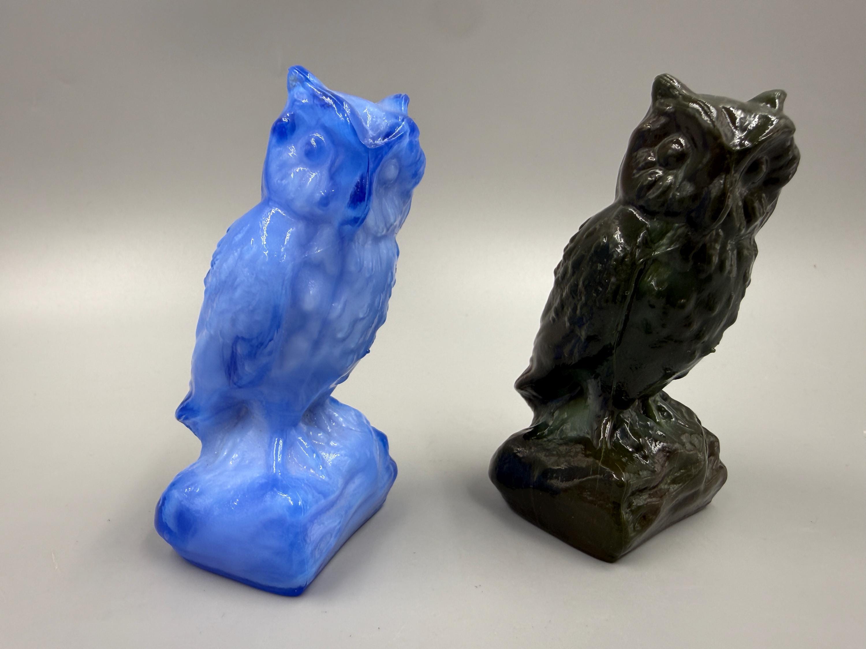 Vintage Boyd Glass Owl Figurine Choice Delphinium or English Yew Slag Glass Owl Collectible Art Glas