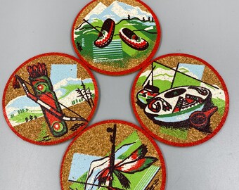 Vintage Pontiac Advertising Coaster Set Oberlin Motors Ohio Cork Coasters Original Box 1950s Automobilia