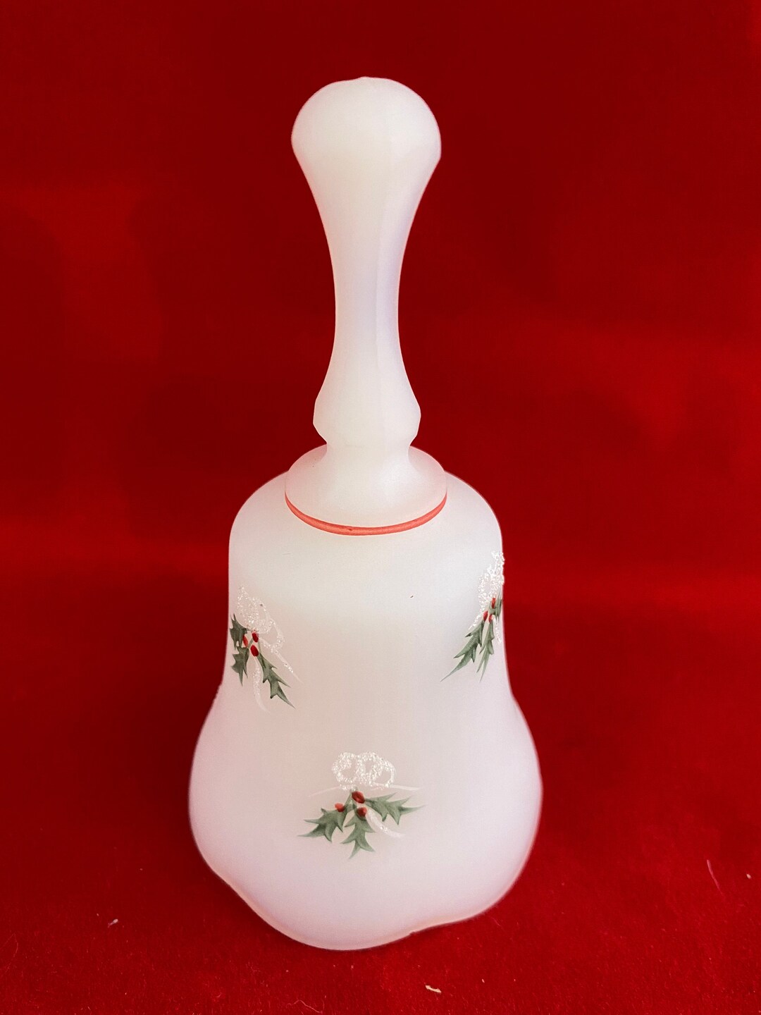Fenton / Fenton Bell / Hand Painted Fenton White Satin Glass Bell