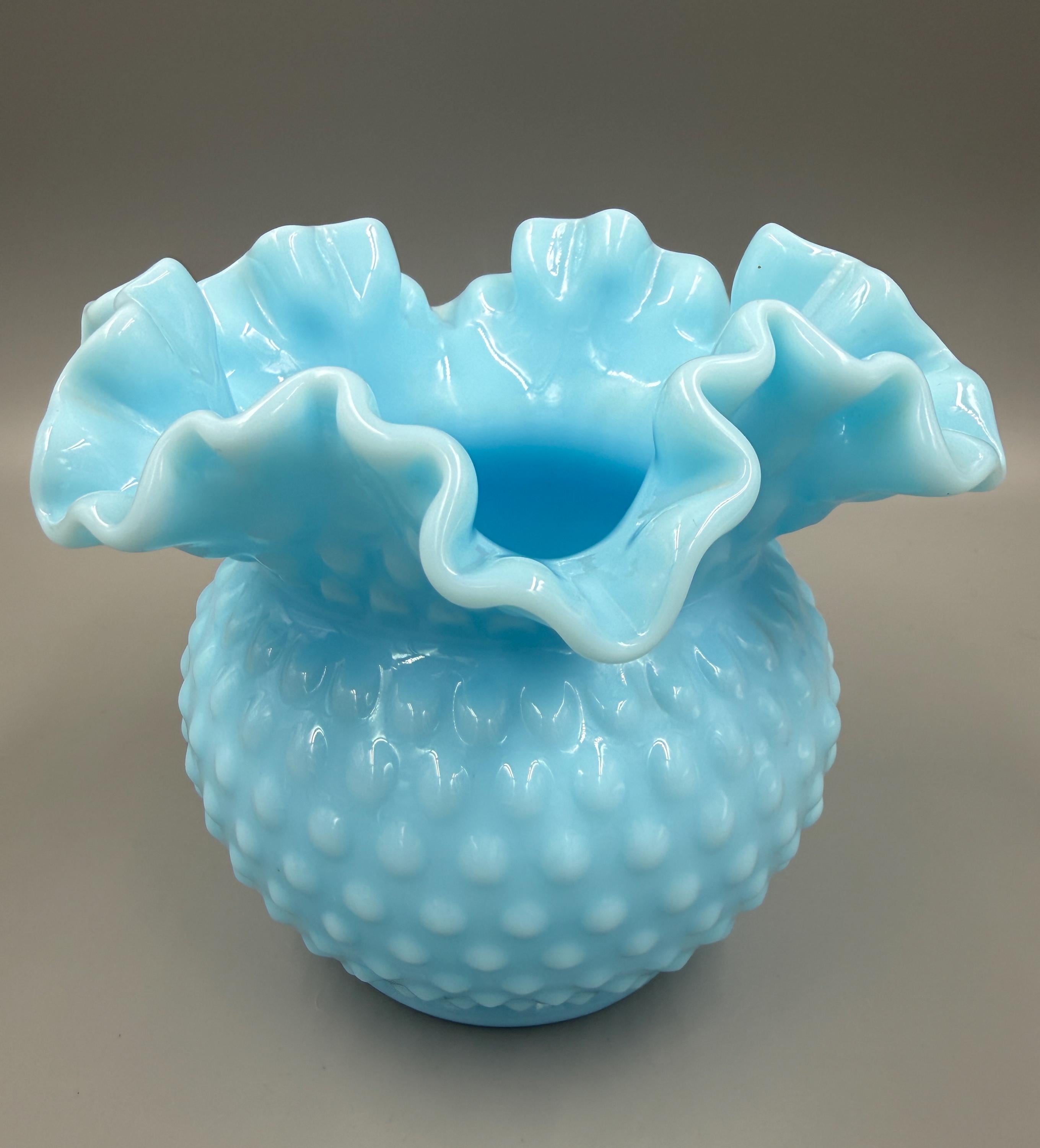 Fenton Small Blue Hobnail Vase - Etsy