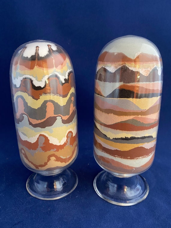 Sand Art / Vintage Sand Art Bottle / Pair Glass Sand Art Etsy