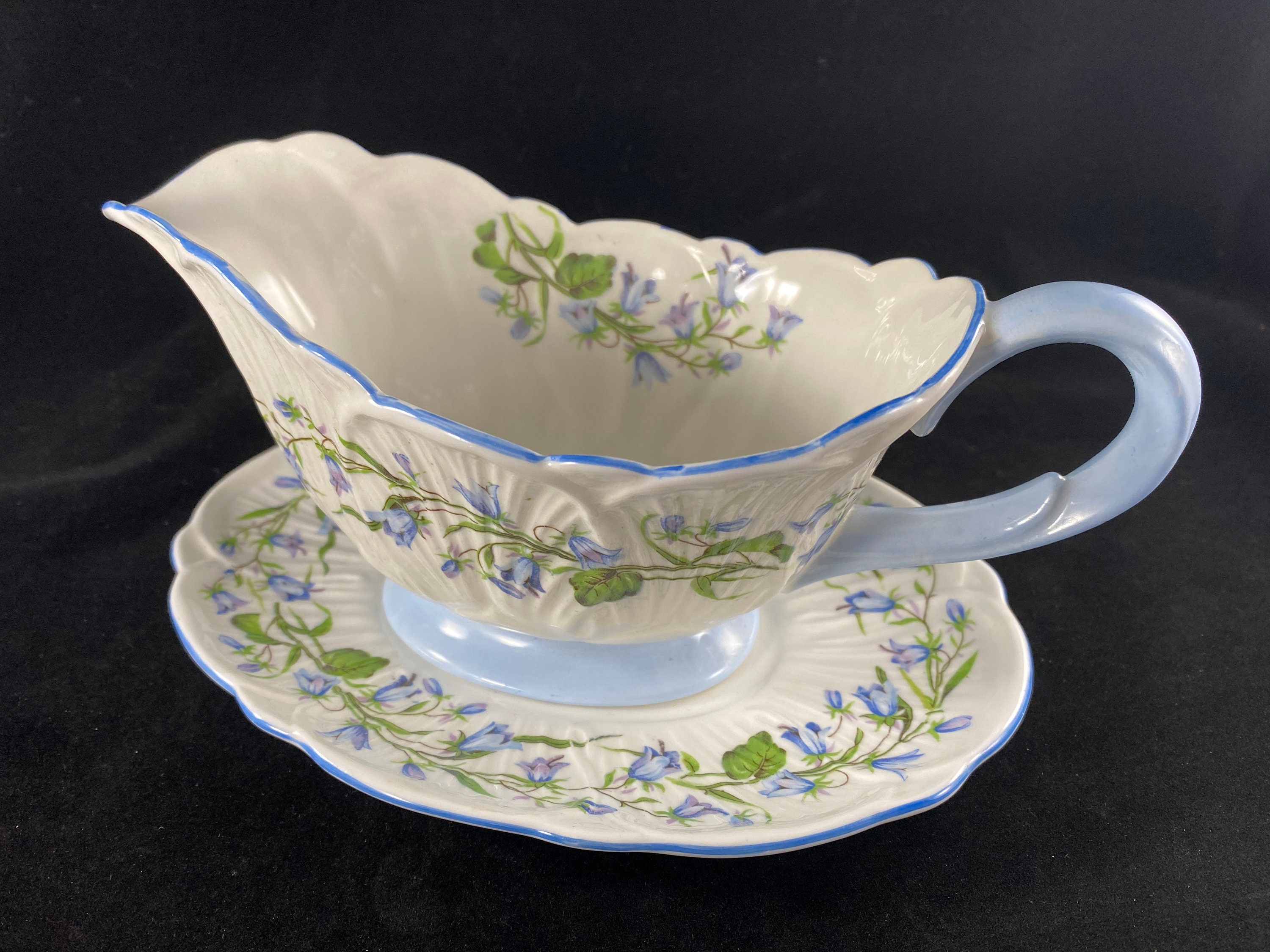 Shelley China & Dinnerware 4 Four Shelley Harebell Oleander 13590 Cream Soups with Saucers