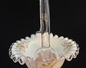 Fenton Fenton Basket Vintage Fenton Hand Painted Artist Signed Silver Crest ruffled Clear Handle Basket Vintage Fenton Silver Crest