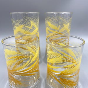 Libbey / Vintage Libbey Golden Wheat Pattern Drinking Glasses and Juice Glasses / Wheat Pattern MCM Libbey Glasses / Libbey Barware MCM