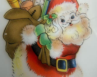Pisapapeles de cristal vintage de Tom Mosser con diseño de Papá Noel, firmado M, década de 1970, arte navideño en vidrio y cerámica, artículo de colección navideño.