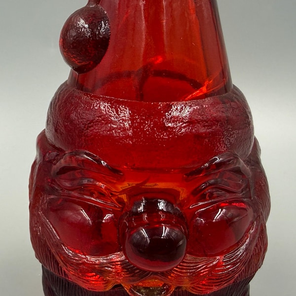 Vintage Fenton Ruby Amberina Santa Fairy Lamp UV Reactive Red Art Glass Christmas Candle Holder Two Piece