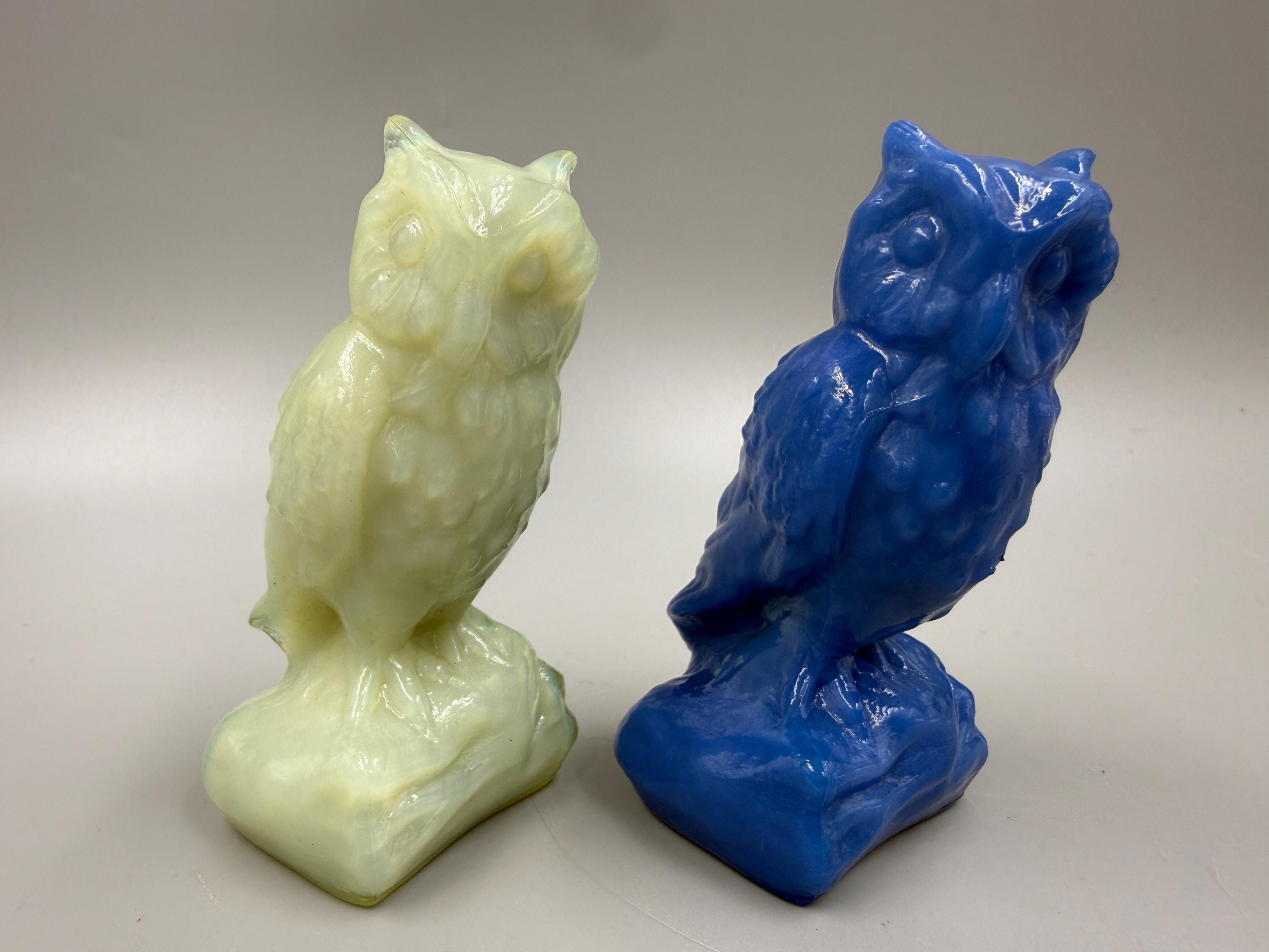 Vintage Boyd Glass Owl Figurine Choice Katydid or Pocono Blue Slag Glass Owl Art Glass Bird Collecti