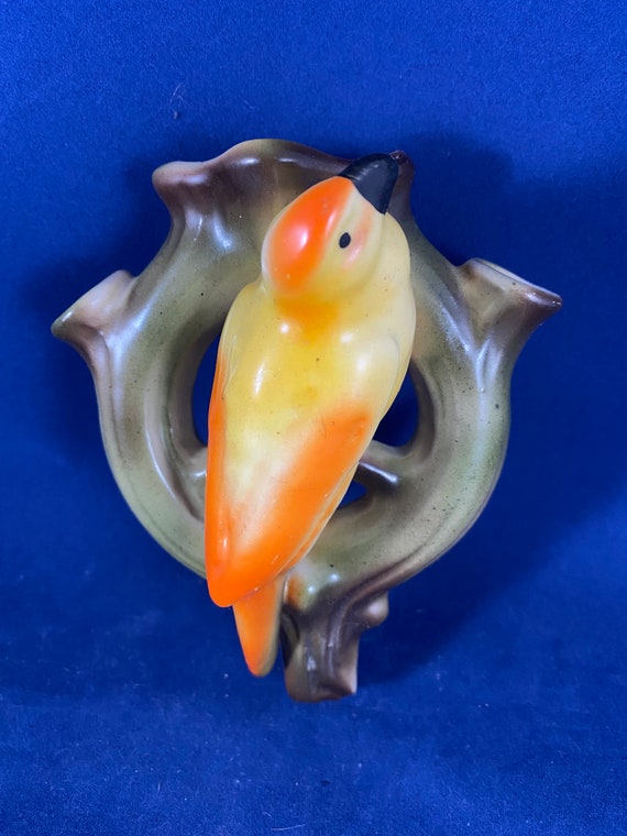 Vintage Czech Bird Wall Pocket Czechoslovakia Pottery Wall Vase