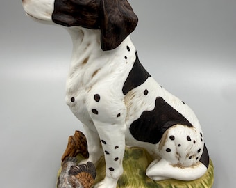 Figura vintage de perro pointer de Dave Grossman de 1981, estatua de perro de caza, perro deportivo, decoración coleccionable de cerámica