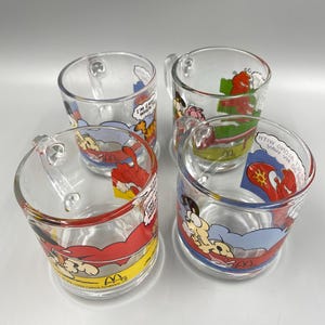 Garfield / McDonalds / Garfield Glass Mug Set of 4 1978 McDonalds / Garfield Mugs / Vintage Garfield McDonalds Mug Set